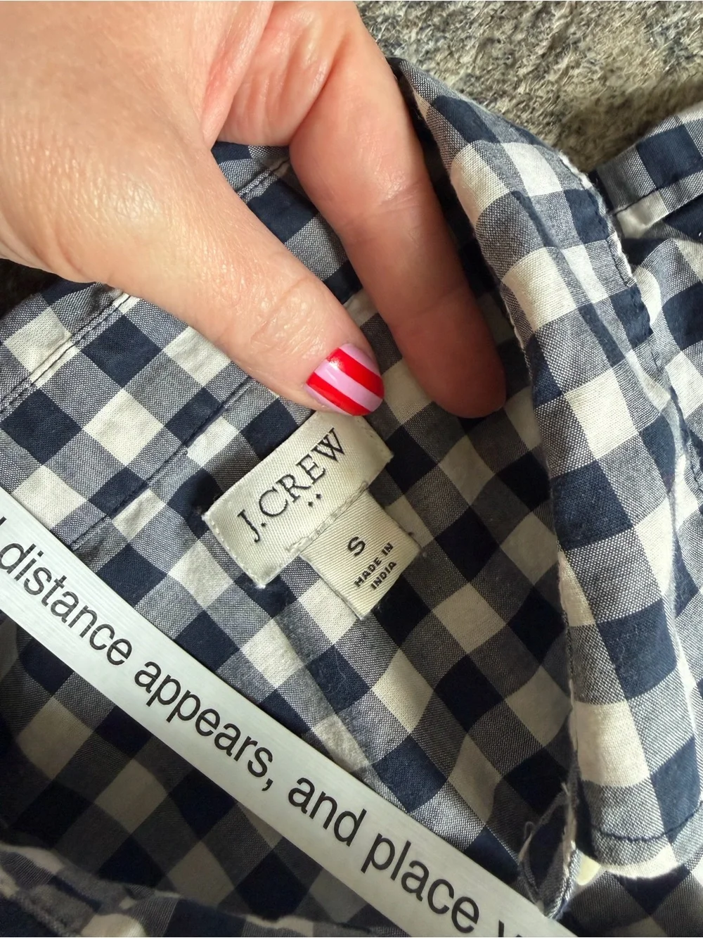 J. Crew Navy and White Gingham Button-Down Shirt